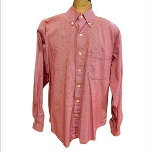 Men’s Red and White Checkered Button Down Collared Shirt